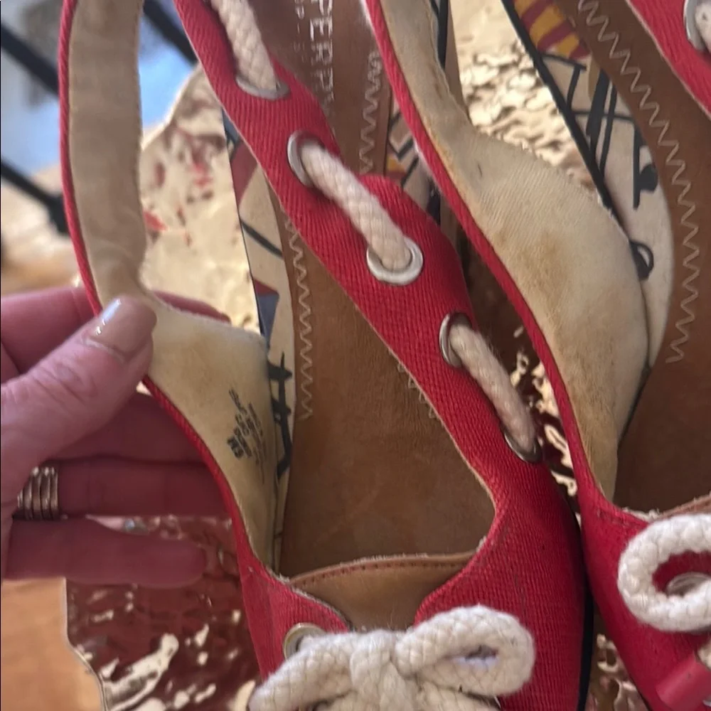 Sperry Red Espadrille Shoes with Nautical Lacing - Picture 4 of 5